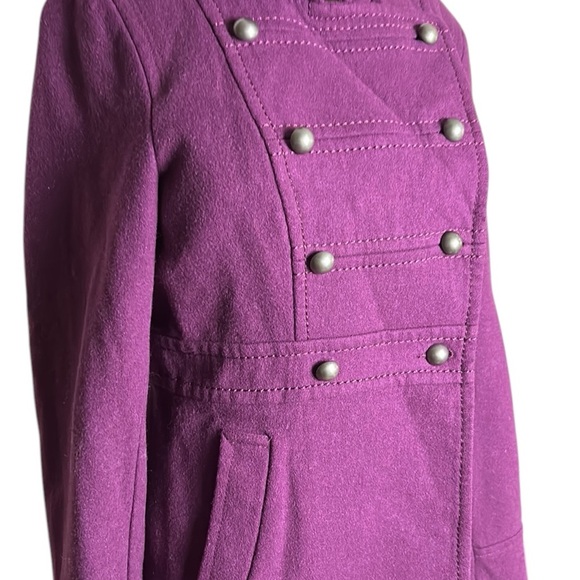 H&M steampunk jacket women 10, pea coat ,wool blend ,military style,burgundy - Picture 10 of 16